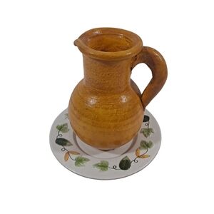 Handmade Pottery Mexican Pitcher With Yankee Candle Plate